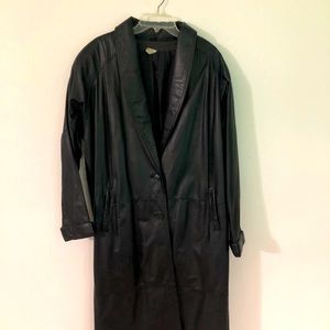 EUC! Black Leather Trench Coat